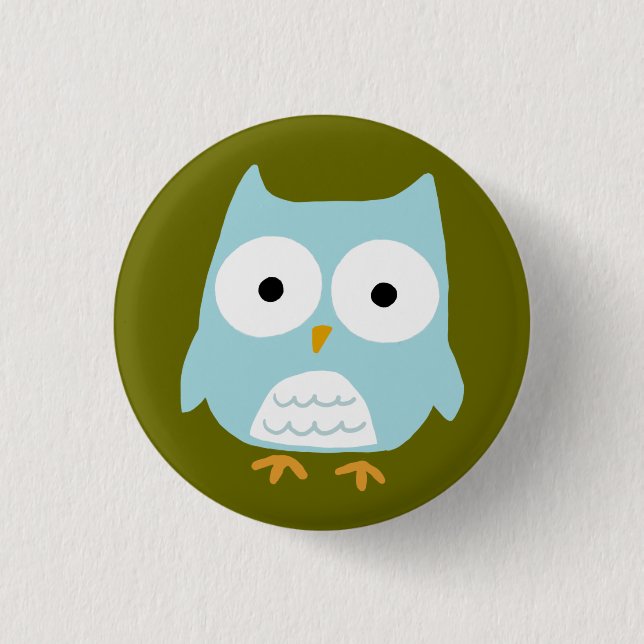 Badge Rond 2,50 Cm Chouette Bleue Cute Chouette Bleue Drôle Chouette  (Devant)