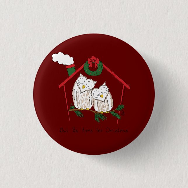 Badge Rond 2,50 Cm Chouette de Noël Be Accueil mignonne (Devant)