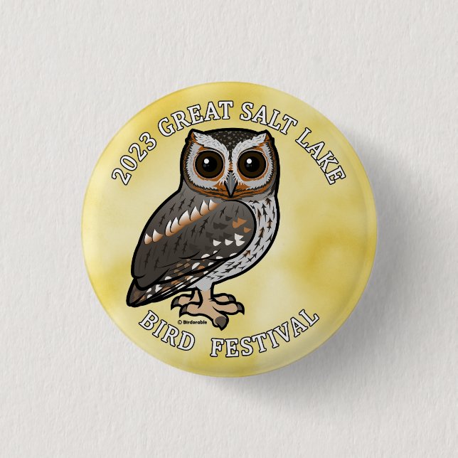 Badge Rond 2,50 Cm Chouette flammée Birdorable Great Salt Lake 2023b (Devant)