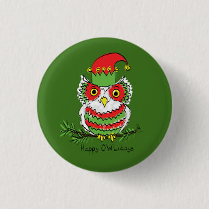 Badge Rond 2,50 Cm Chouette Noël mignonne Enfants amusants