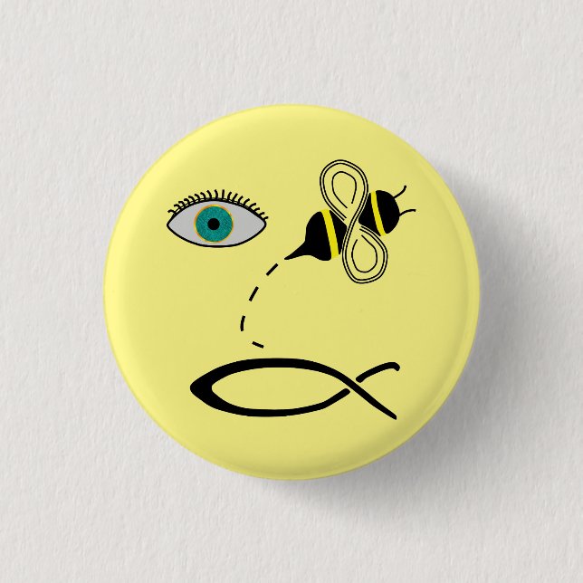 Badge Rond 2,50 Cm Chrétien d'abeille d'oeil (Devant)