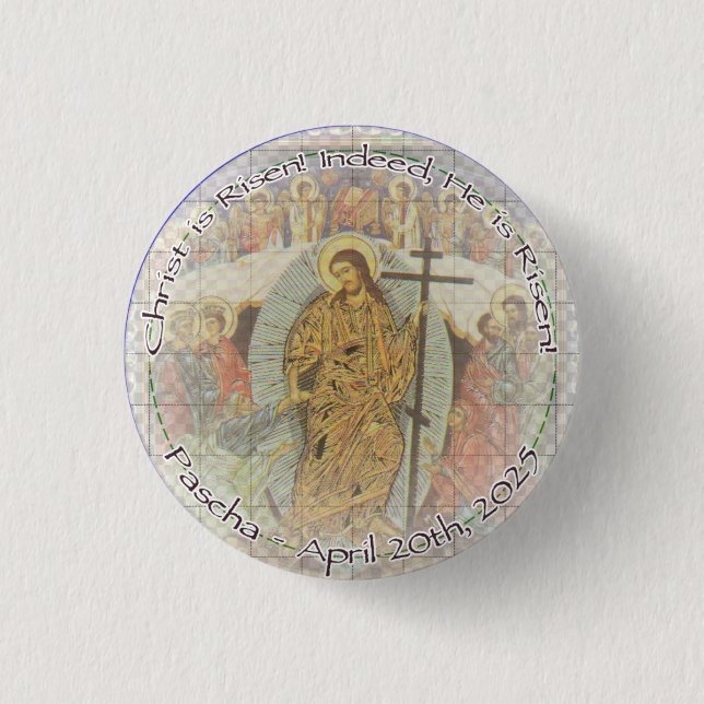 Badge Rond 2,50 Cm Christ ressuscité Bouton rond 2025 (Devant)