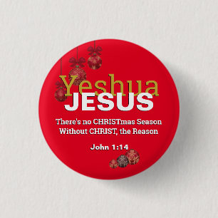 Badge Rond 2,50 Cm Christian JESUS RAISON SAISON Noël Baubles