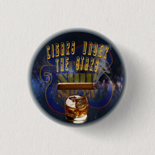 BADGE ROND 2,50 CM CIGARES SOUS LES ÉTOILES (Devant)