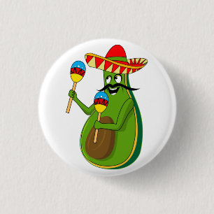 Badge Rond 2,50 Cm Cinco de Mayo Avocado Humour Maracas Sombrero