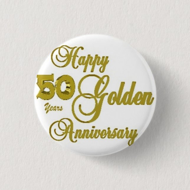 Badge Rond 2,50 Cm Cinquantième Pin heureux d'anniversaire (Devant)