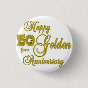 Badge Rond 2,50 Cm Cinquantième Pin heureux d'anniversaire