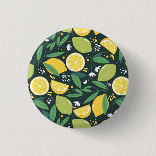 Badge Rond 2,50 Cm Citron et Limon Motif de fruits en vert et jaune