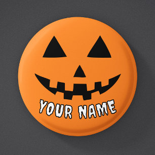 Badge Rond 2,50 Cm Citrouille orange personnalisée Halloween Votre no