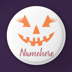 Badge Rond 2,50 Cm Citrouille personnalisée Jack O Lantern Halloween