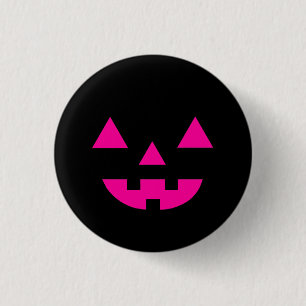 Badge Rond 2,50 Cm Citrouille Visage Lanterne Jack O Halloween Rose