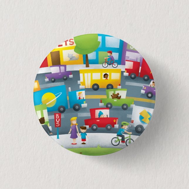 Badge Rond 2,50 Cm City Street (Devant)