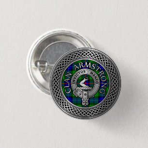 Badge Rond 2,50 Cm Clan Armstrong Crest & Tartan Knot