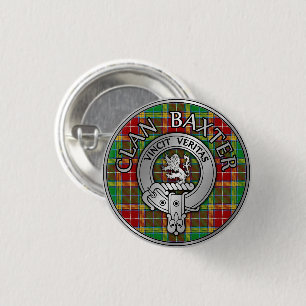 Badge Rond 2,50 Cm Clan Baxter Crest et Tartan