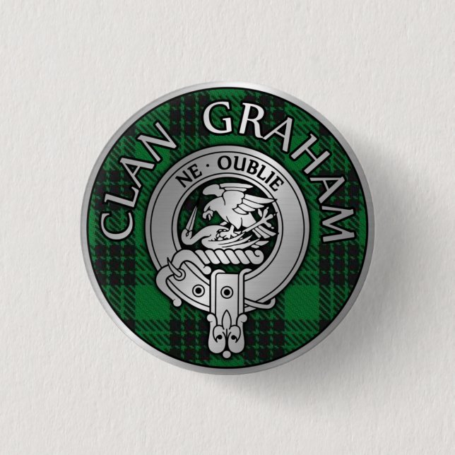 Badge Rond 2,50 Cm Clan Graham Crest & Tartan (Devant)