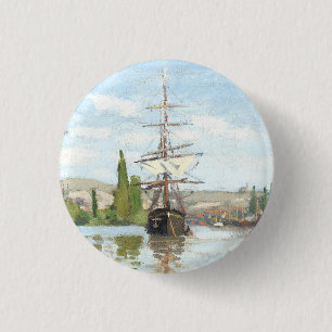 Badge Rond 2,50 Cm Claude Monet. Navires à cheval sur la Seine à Roue