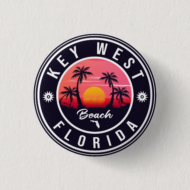 Badge Rond 2,50 Cm clé ouest Floride Sunset Vacances Souvenirs (Devant)