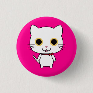 Badge Rond 2,50 Cm Cliparts de chat anthropomorphe blanc