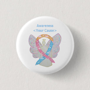 Badge Rond 2,50 Cm Clouages rose, jaune et bleu CDH Personnalisé Pin