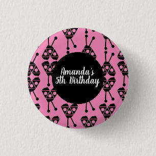 Badge Rond 2,50 Cm Coccinelle Insecte Géométrique Fête d'Anniversaire