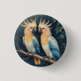 Badge Rond 2,50 Cm Cockatoo Parrot Couple