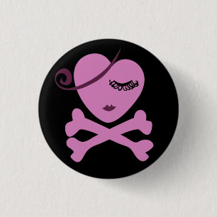Badge Rond 2,50 Cm Coeur de crâne