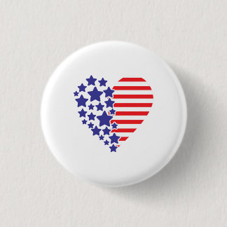 Badge Rond 2,50 Cm Cœur de drapeau américain patriotique