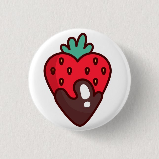 Badge Rond 2,50 Cm Cœur de Fraise au Chocolat Classique (Devant)