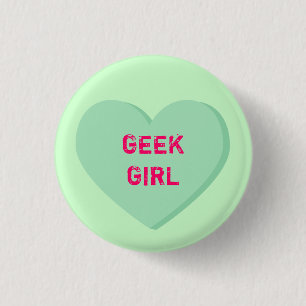 Badge Rond 2,50 Cm Cœur de Geek Girl