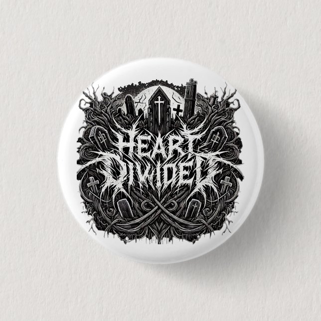 Badge Rond 2,50 Cm Coeur divisé - Épingle du logo du cimetière (Devant)