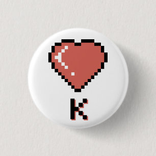 Badge Rond 2,50 Cm Coeur King contour noir