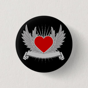 Badge Rond 2,50 Cm Coeur rouge