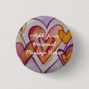Badge Rond 2,50 Cm Coeurs d'amour Personnalisé Boutons Pins