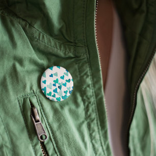 Badge Rond 2,50 Cm Coeurs d'aquarelle de la Saint-Valentin - turquois