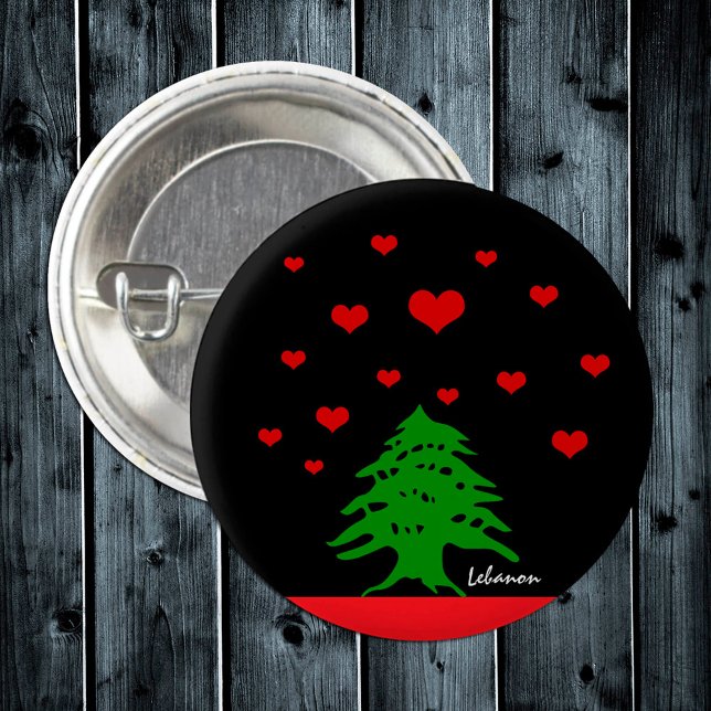 Badge Rond 2,50 Cm Coeurs du Liban & drapeau libanais mode / Amour (Créateur téléchargé)