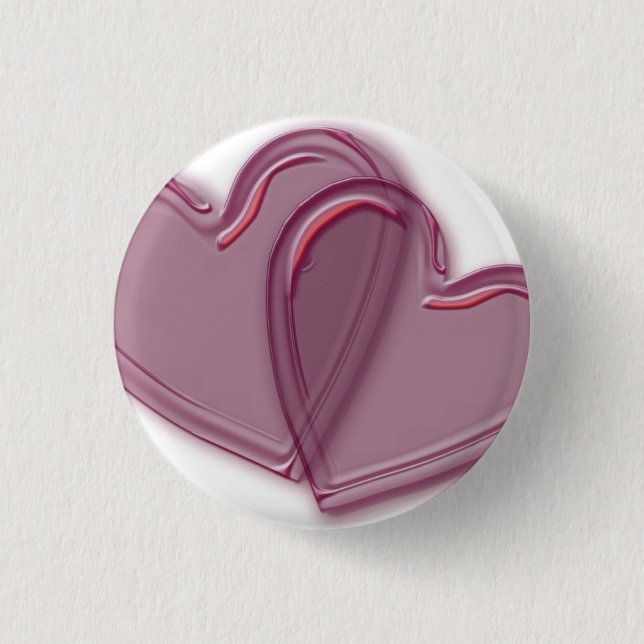 Badge Rond 2,50 Cm Coeurs joints (Devant)