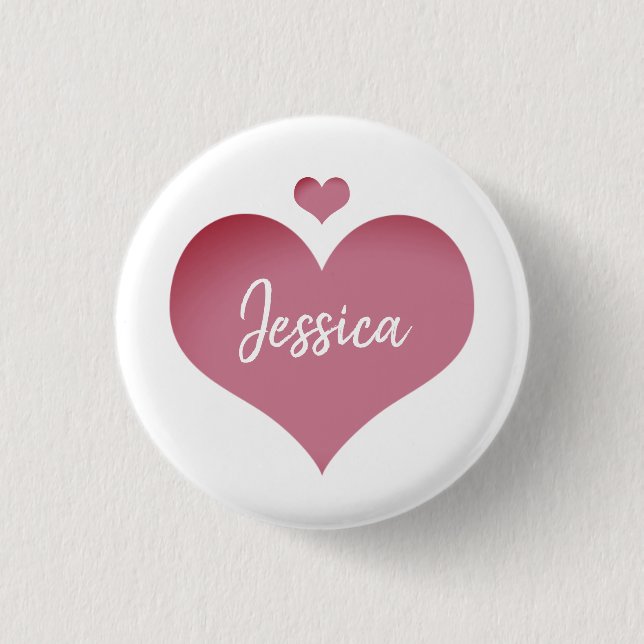 Badge Rond 2,50 Cm Coeurs Nom personnalisé (Devant)