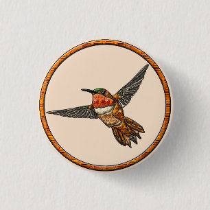 Badge Rond 2,50 Cm Colibri roux