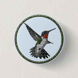 Badge Rond 2,50 Cm Colibri Ruby Throsé