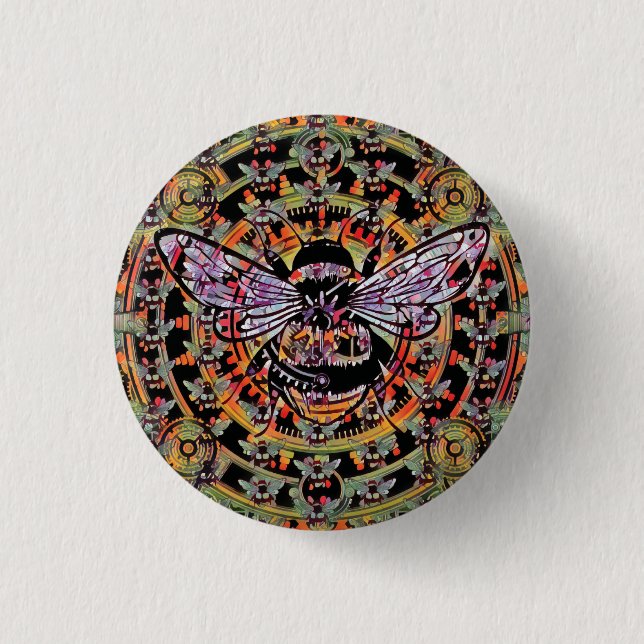 Badge Rond 2,50 Cm Collage mécanique des abeilles (Devant)