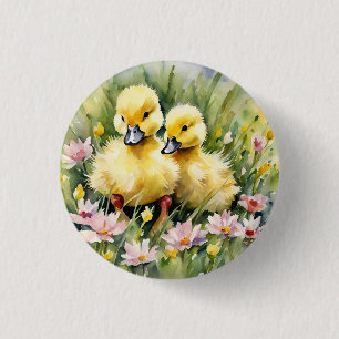 Badge Rond 2,50 Cm Colliers d'aquarelle dans le pré Fleur sauvage