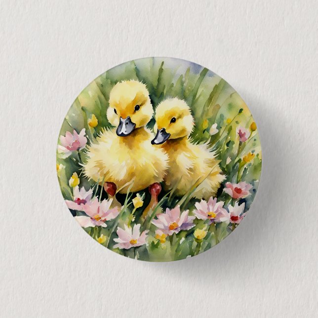 Badge Rond 2,50 Cm Colliers d'aquarelle dans le pré Fleur sauvage (Devant)