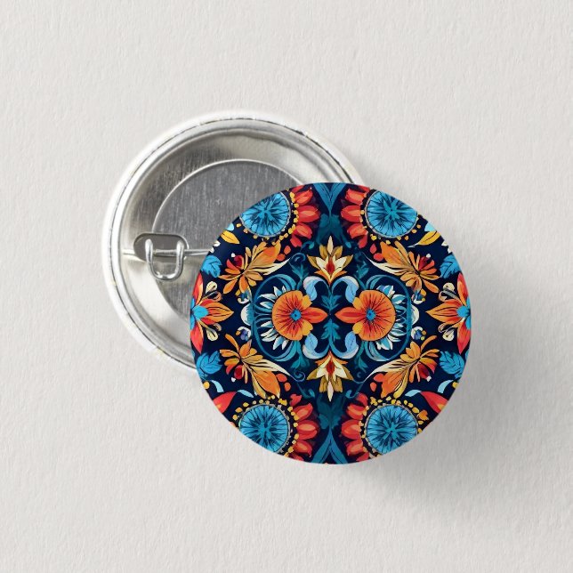 Badge Rond 2,50 Cm Coloré Boho Élégance florale : Mandala vibrant (Devant & derrière)