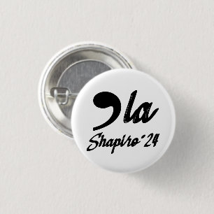 Badge Rond 2,50 Cm Comma-La Kamala Harris Shapiro 2024 Calligraphié