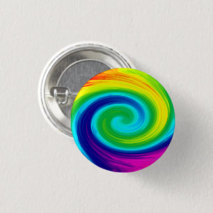 Badge Rond 2,50 Cm Conception d'art Abstrait Rainbow Swirl