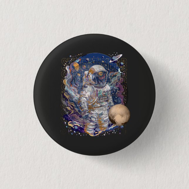 Badge Rond 2,50 Cm Conception d'astronaute (Devant)