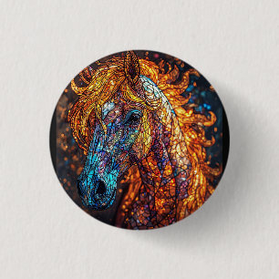Badge Rond 2,50 Cm Conception de cheval en vitrail