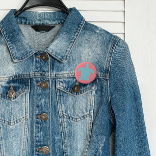 Badge Rond 2,50 Cm Conception de la tortue marine dans Ocean Vert ble