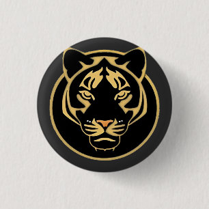 Badge Rond 2,50 Cm Conception de logo de tigre doré stylisé