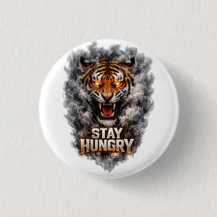 Badge Rond 2,50 Cm Conception de motivation de tigre affamé